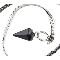 Black Cone Pendant Necklace 40cm Cuban Chain Toggle Clasp Gothic Minimalist 1326